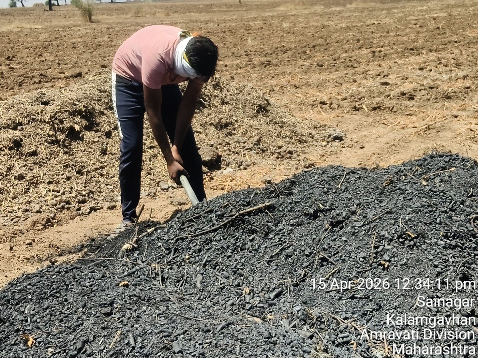 Worker Spreading Biochar